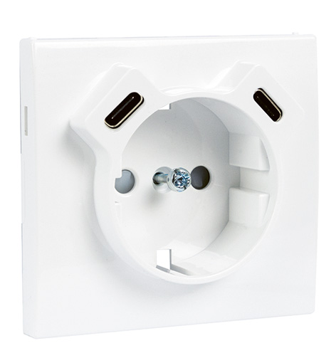 Enjoliveur pour Prise de Courant Schuko + USB C+C