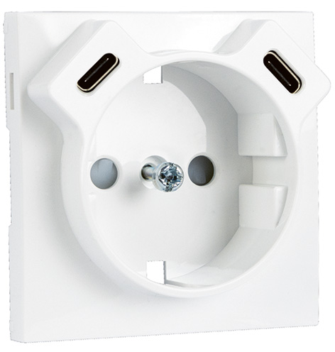 Cover Plate for Earth Socket Schuko + USB C+C