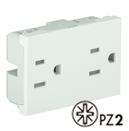 Prise Double Américaine  2P+T 127V 15A avec Protection - 3 Modules