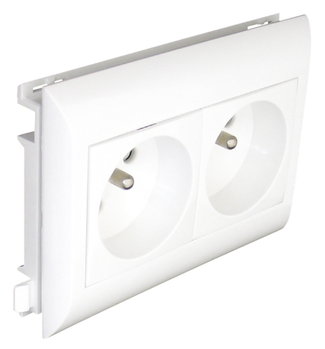 Doble Base Francesa con Protección para Canales con Tapa L75 - 4 Módulos