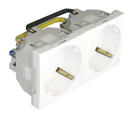 Tomada Dupla Schuko - 4 Módulos