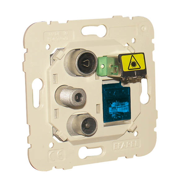 Prise Mixte R - TV - SAT - RJ45 Cat. 6A UTP - FO SC-APC Étoile