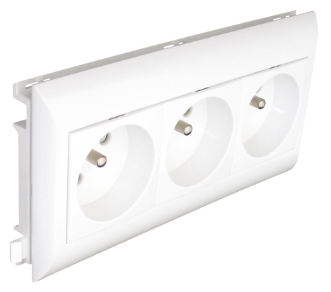 Triple Base Francesa para Canales con Tapa L75 - 6 Módulos